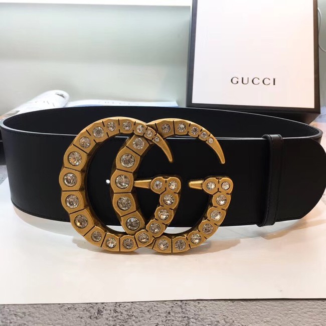 Gucci Wide leather with crystal Double G buckle 550110 black