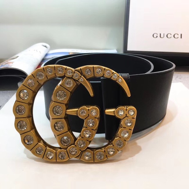 Gucci Wide leather with crystal Double G buckle 550110 black