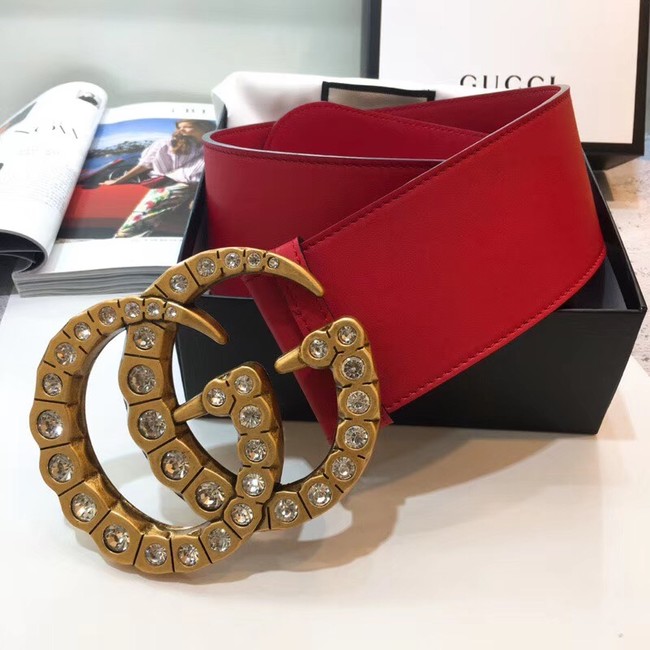 Gucci Wide leather with crystal Double G buckle 550110 red