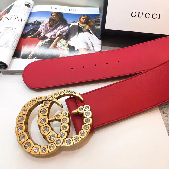 Gucci Wide leather with crystal Double G buckle 550110 red