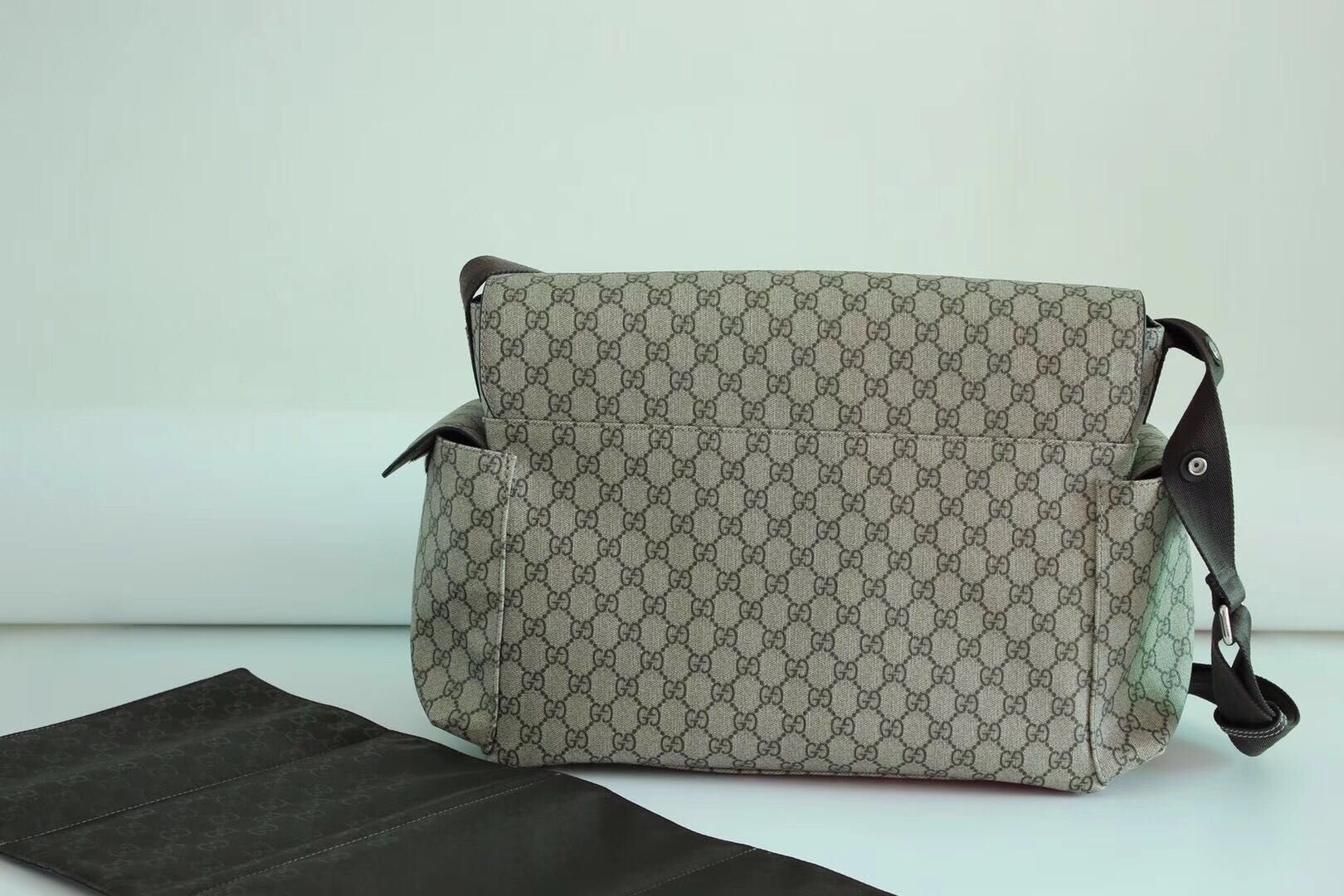 Gucci Messenger Diaper Bag GG Plus 211131 Grey