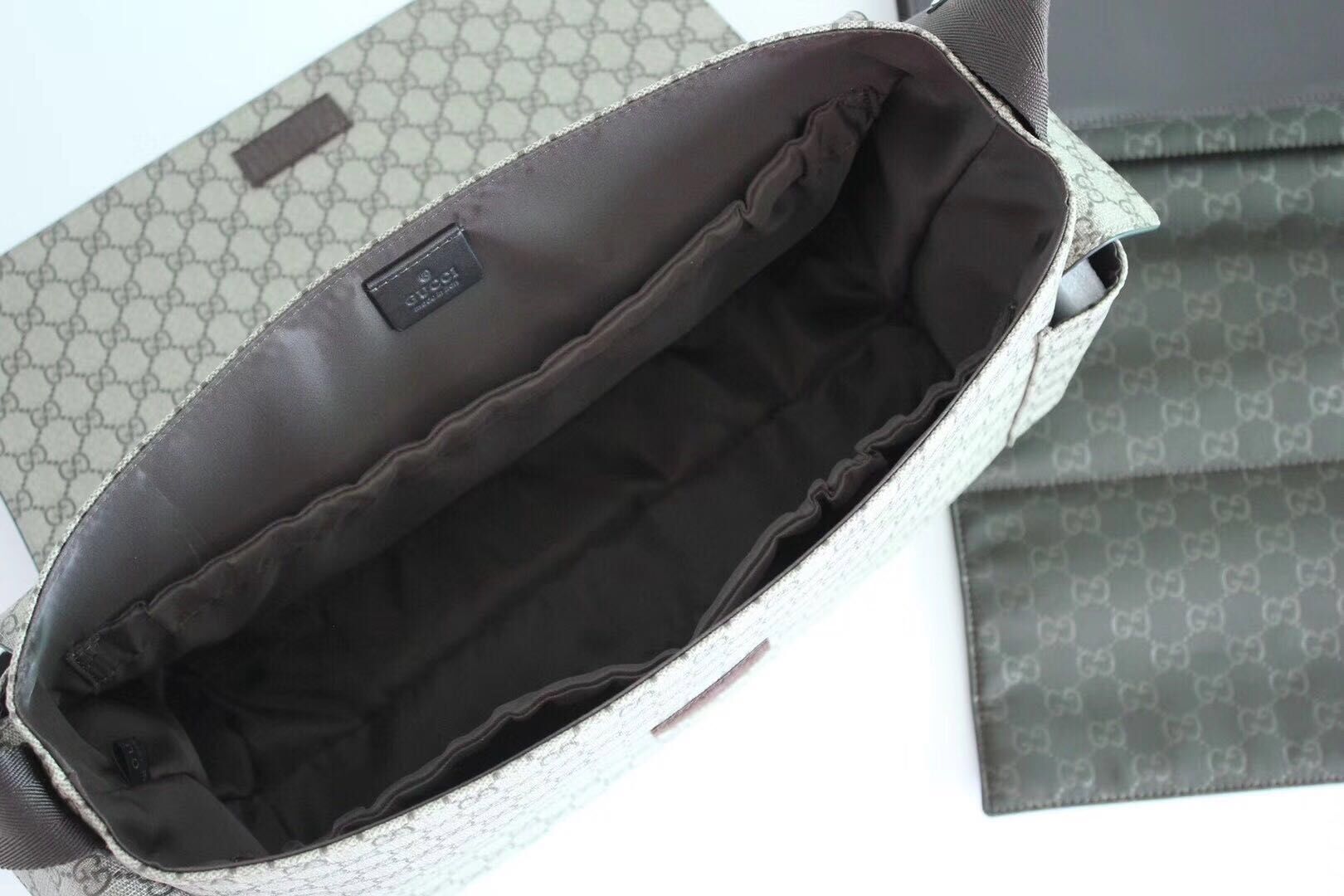 Gucci Messenger Diaper Bag GG Plus 211131 Grey