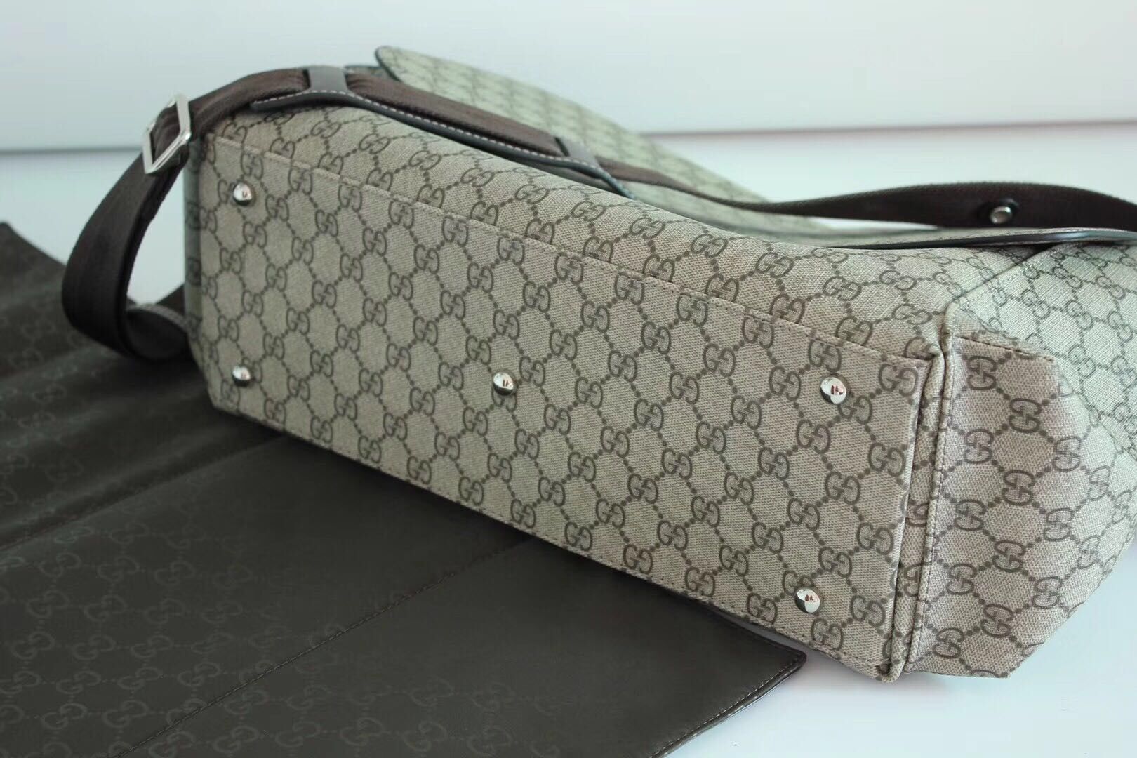 Gucci Messenger Diaper Bag GG Plus 211131 Grey