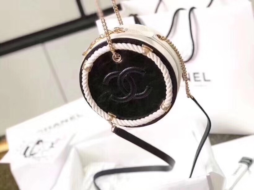 Chanel evening bag Lambskin & Gold-Tone Metal AS0205 black&white