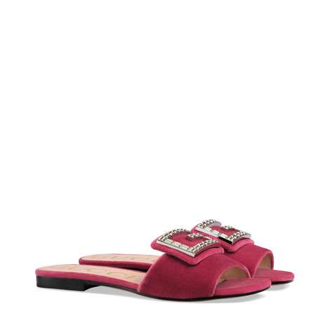 Gucci Velvet slide with crystal G GG1470BL-4