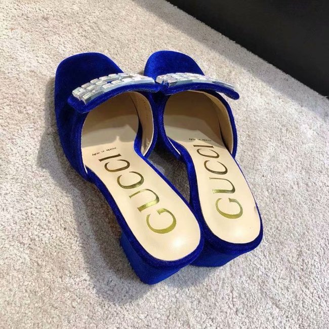 Gucci Velvet slide with crystal G GG1471BL-3