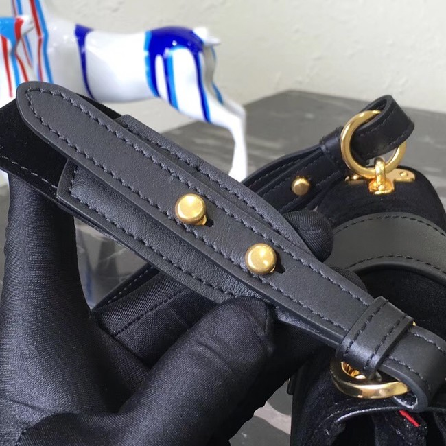 Prada Cahier studded leather bag 1BD045 black