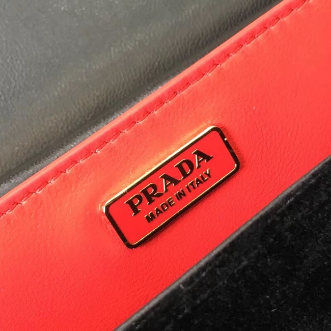 Prada Cahier studded leather bag 1BD045 black