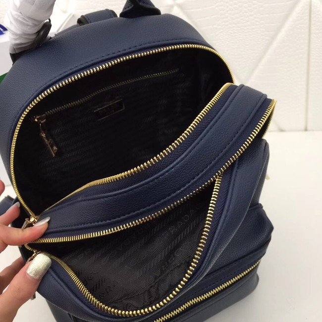 Prada Calf leather backpack 2819 dark blue