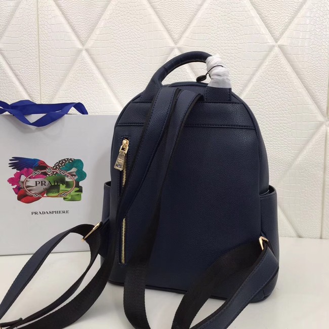 Prada Calf leather backpack 2819 dark blue