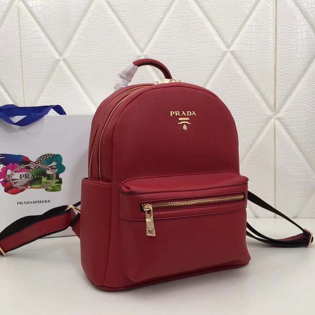 Prada Calf leather backpack 2819 red