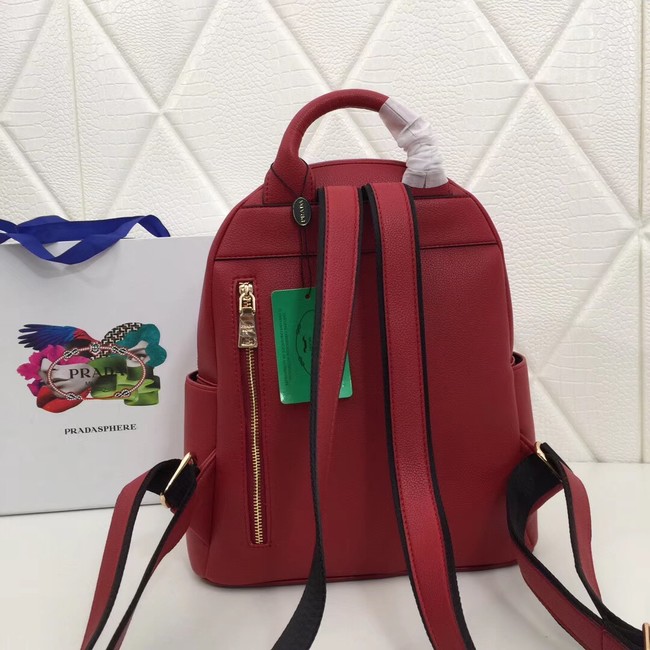 Prada Calf leather backpack 2819 red