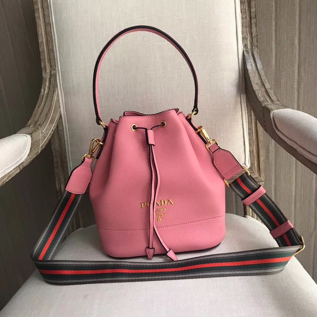 Prada Leather bucket bag 1BE018 pink