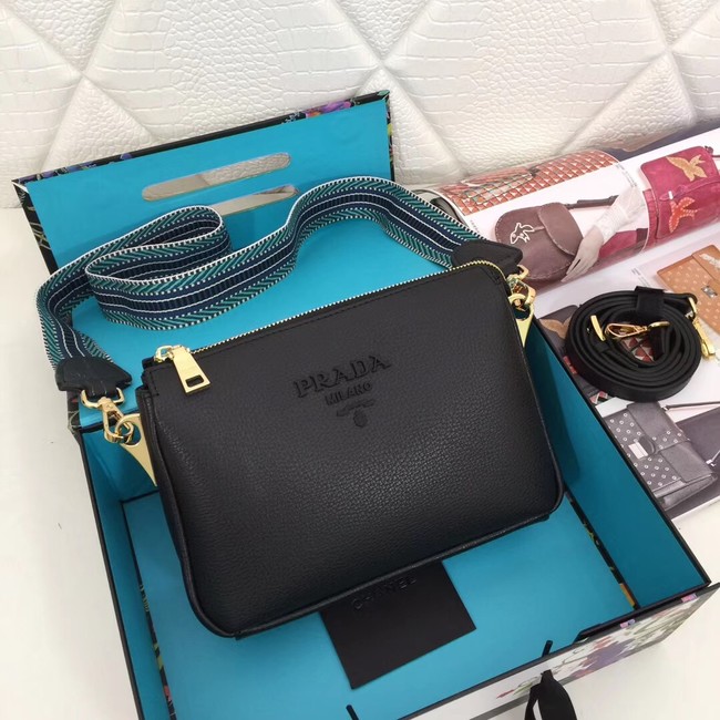 Prada leather shoulder bag 66136 black