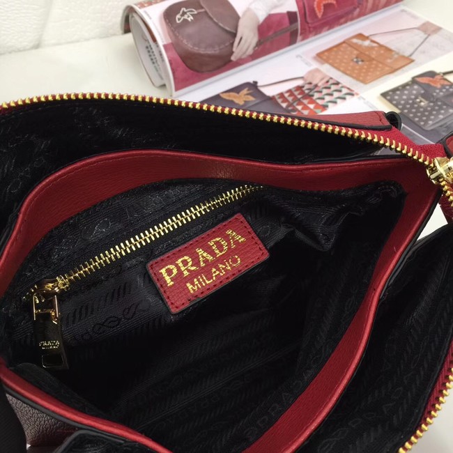 Prada leather shoulder bag 66136 red