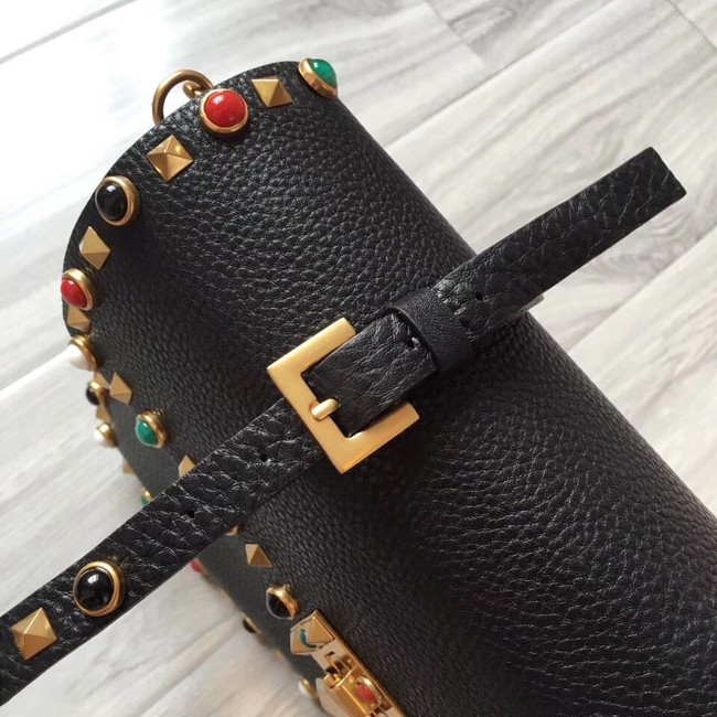 VALENTINO Rockstud leather messenger bag 50055 black