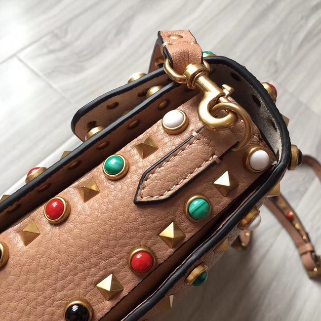 VALENTINO Rockstud leather messenger bag 50055 pink