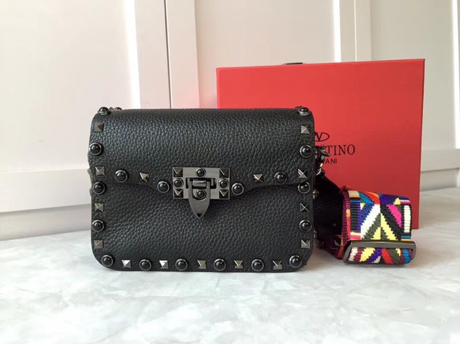 VALENTINO Rockstud leather messenger bag B50055 black