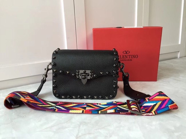 VALENTINO Rockstud leather messenger bag B50055 black