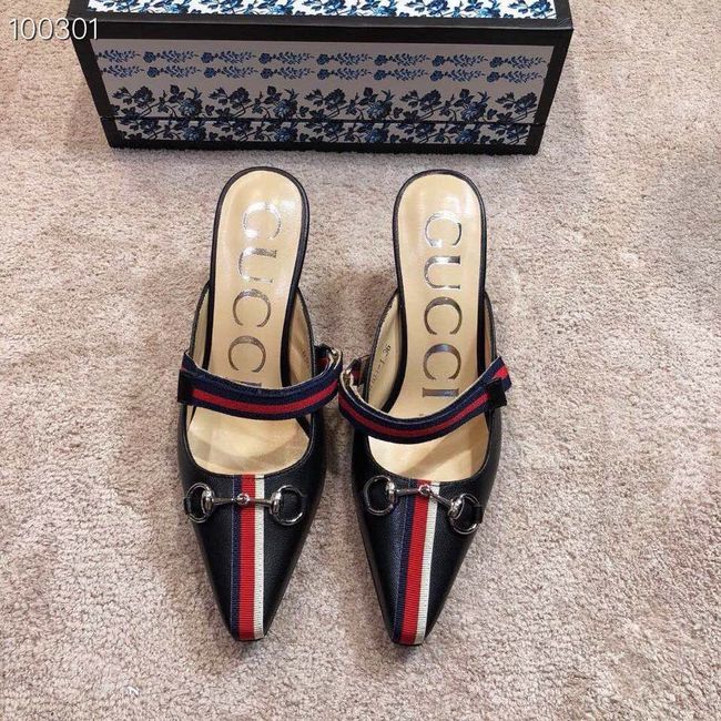 Gucci GG mid-heel pump with Double G GG1481BL-1 7cm height