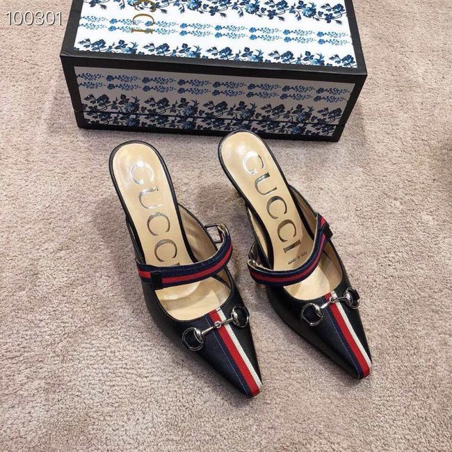 Gucci GG mid-heel pump with Double G GG1481BL-1 7cm height