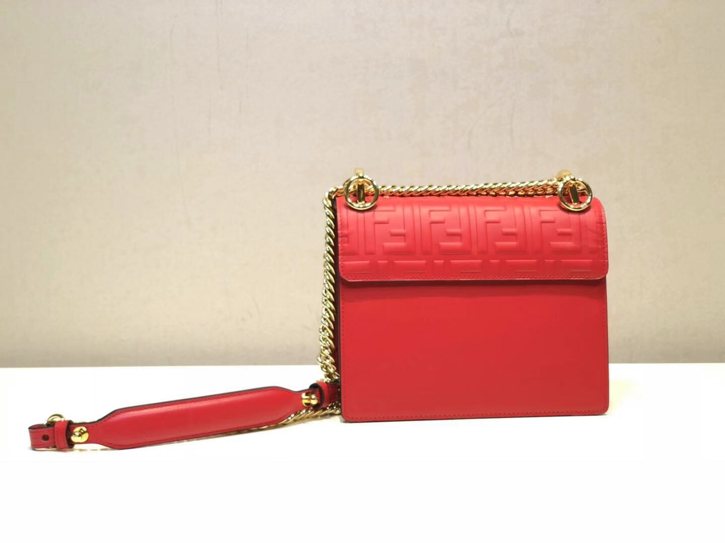 Fendi KAN I SMALL Multicolor fabric mini-bag 8BT0381 red