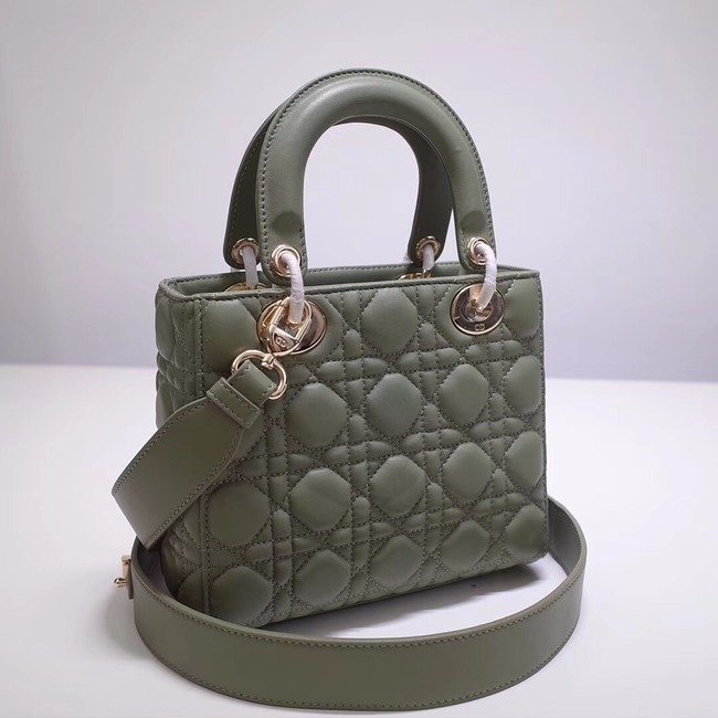 Dior lucky badges Original sheepskin Tote Bag A88035 green