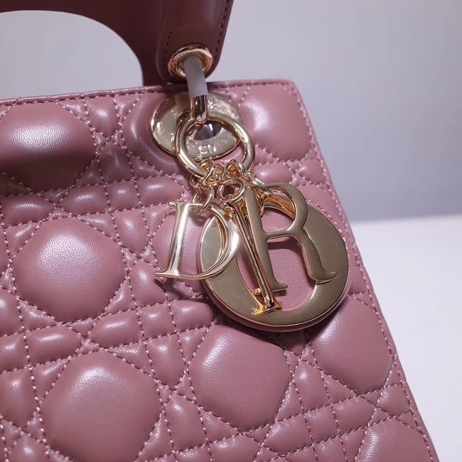 Dior lucky badges Original sheepskin Tote Bag A88035 pink