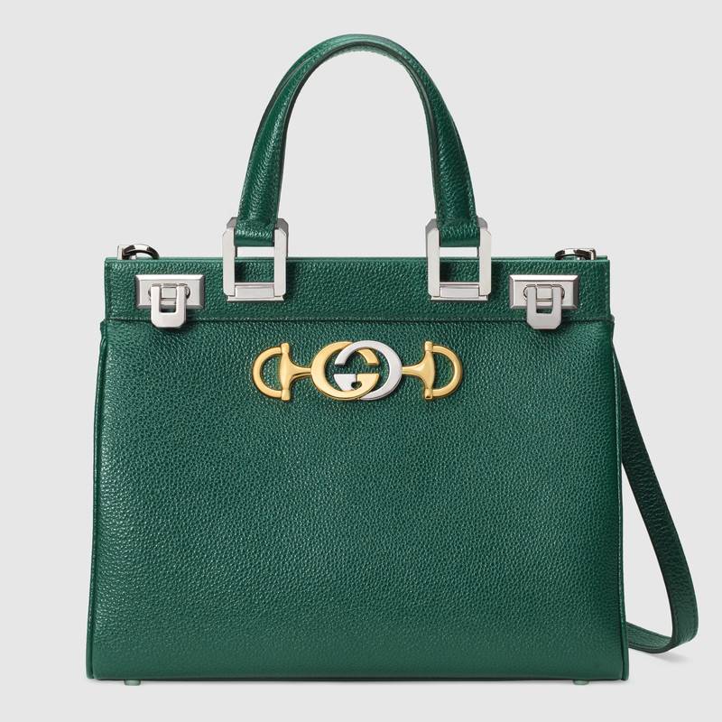 Gucci Zumi grainy leather small top handle bag 569712 Dark green