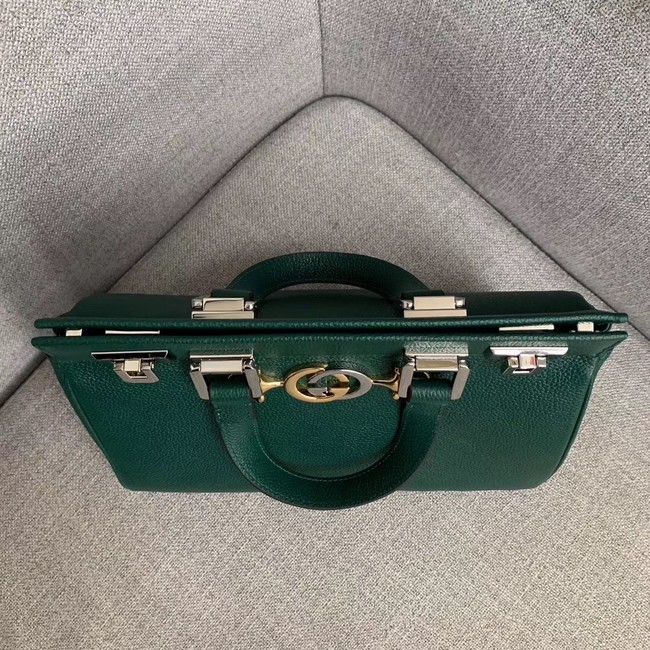 Gucci Zumi grainy leather small top handle bag 569712 Dark green