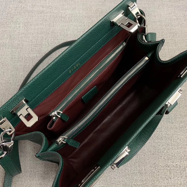 Gucci Zumi grainy leather small top handle bag 569712 Dark green