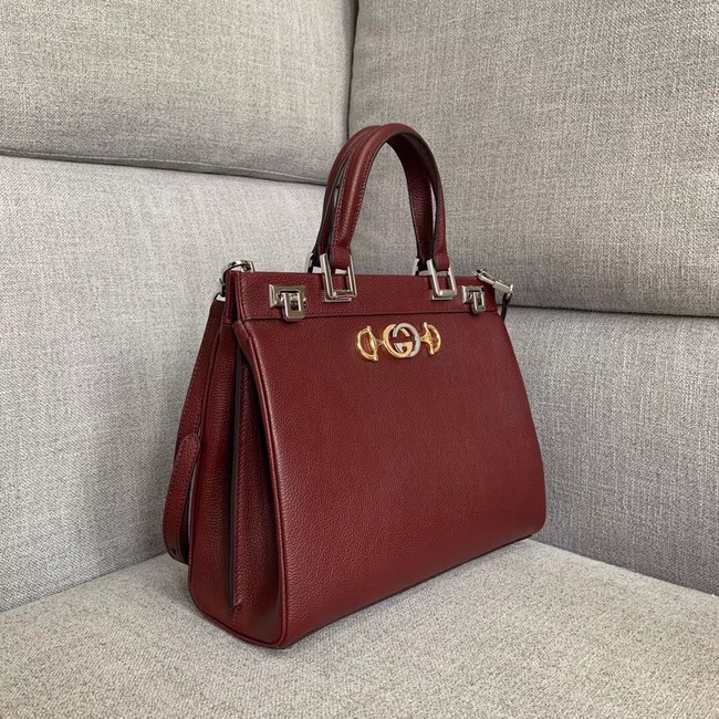 Gucci Zumi grainy leather small top handle bag 569712 Burgundy