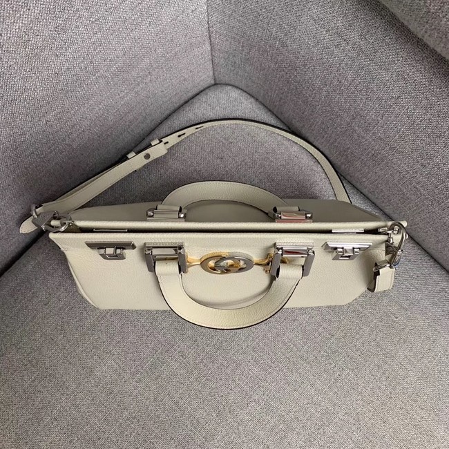 Gucci Zumi grainy leather small top handle bag 569712 White