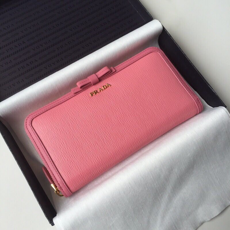 Prada Leather Large Zippy Wallets 1ML506 pink