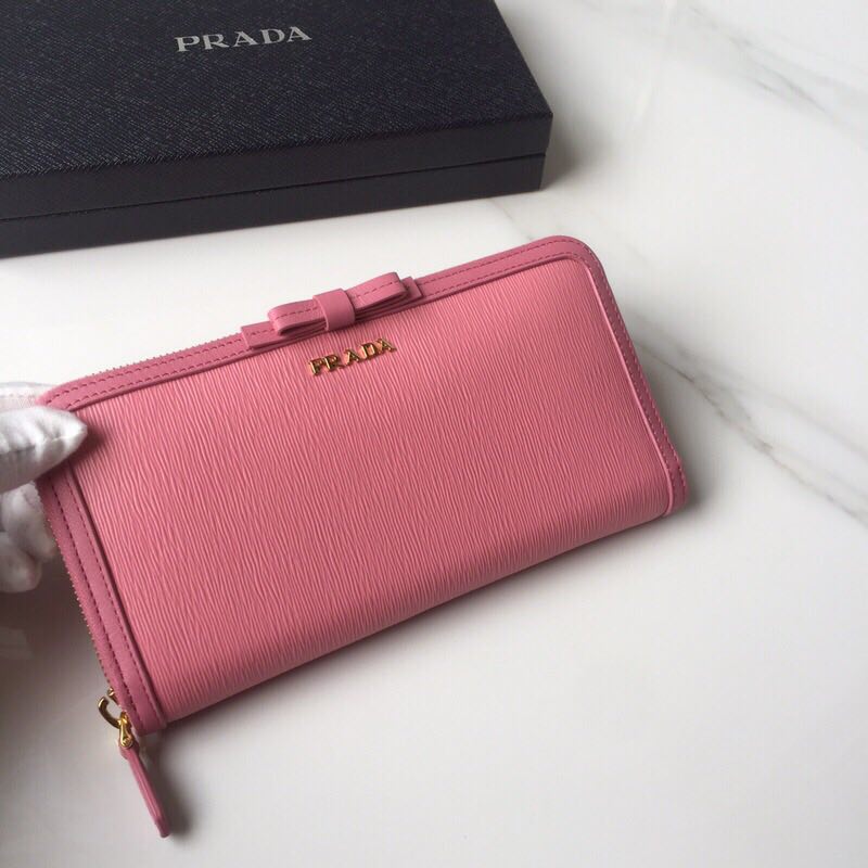 Prada Leather Large Zippy Wallets 1ML506 pink