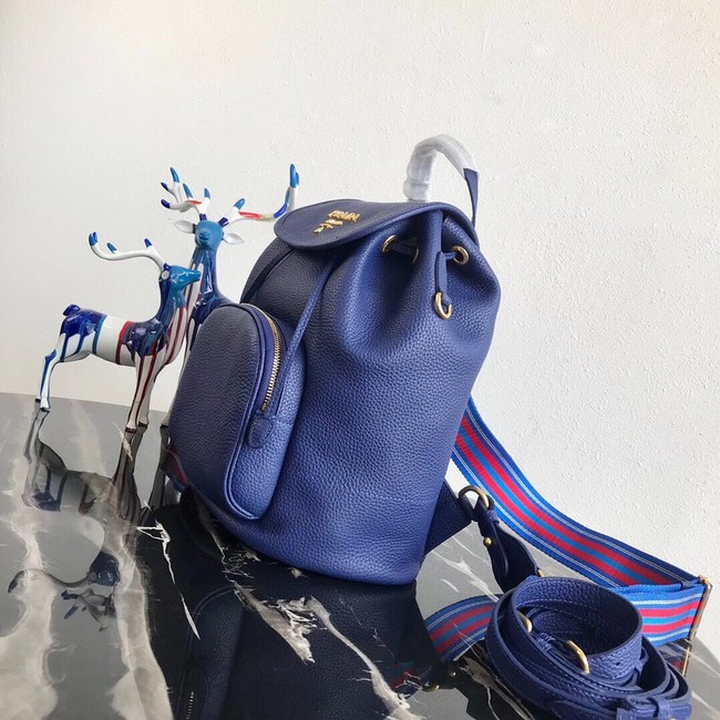 Prada original Leather backpack 1BZ035 blue