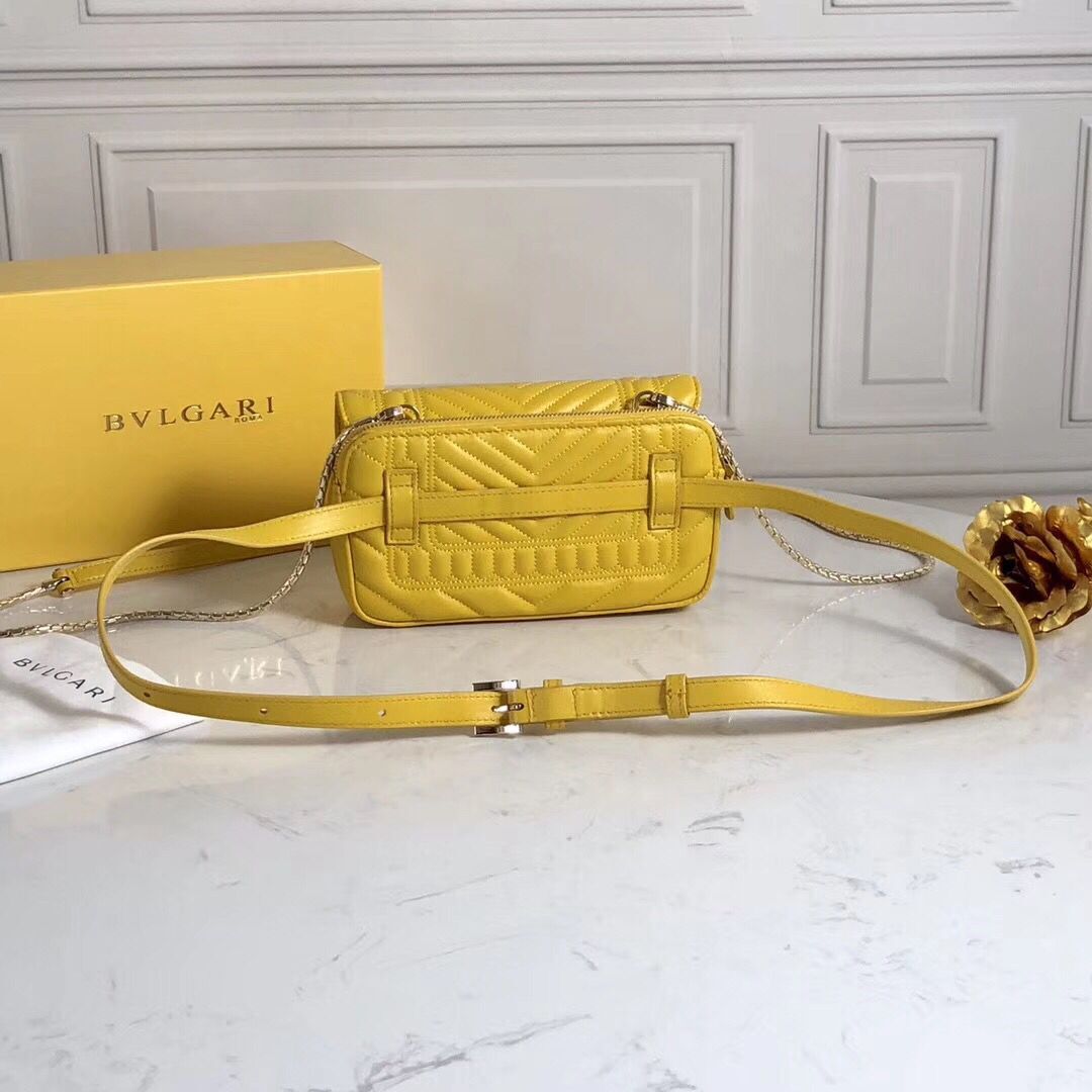 BVLGARI Serpenti Forever Original Calfskin Leather Belt Bag 287852 Yellow