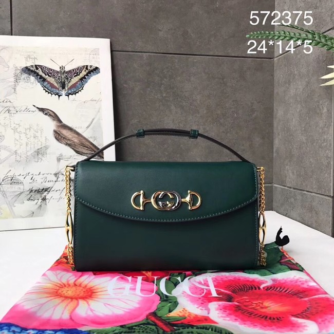 GUCCI Zumi small leather shoulder bag 572375 Dark green