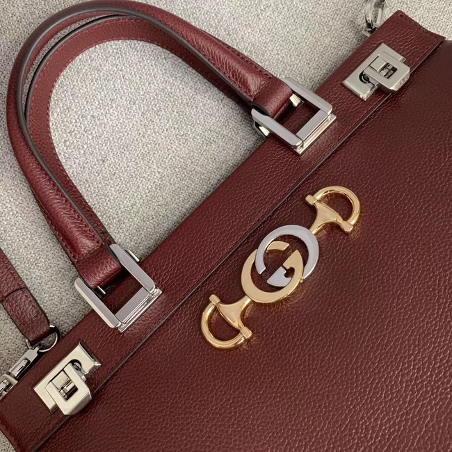 Gucci Zumi grainy leather medium top handle bag 564714 Burgundy