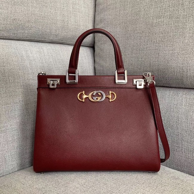 Gucci Zumi grainy leather medium top handle bag 564714 Burgundy