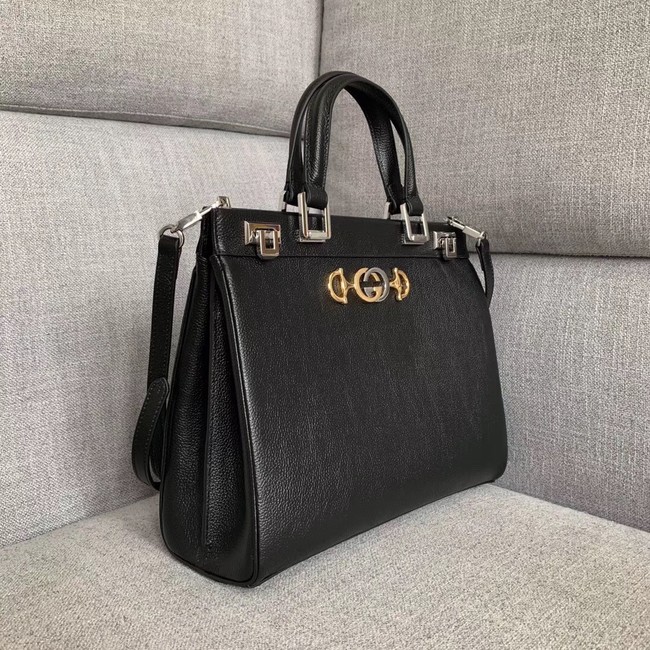 Gucci Zumi grainy leather medium top handle bag 564714 black