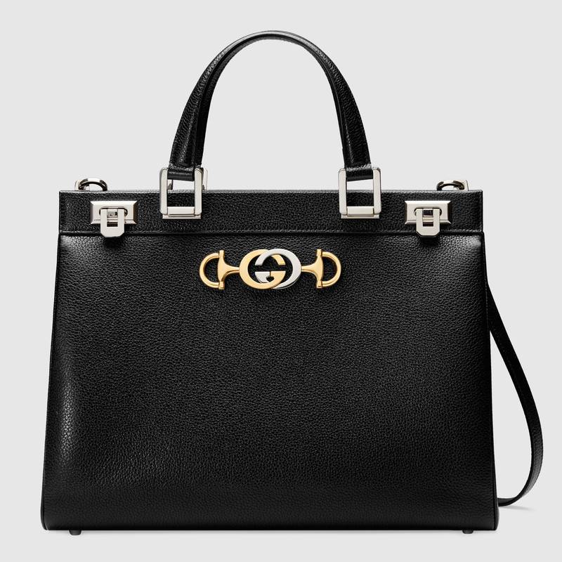 Gucci Zumi grainy leather medium top handle bag 564714 black