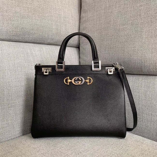 Gucci Zumi grainy leather medium top handle bag 564714 black
