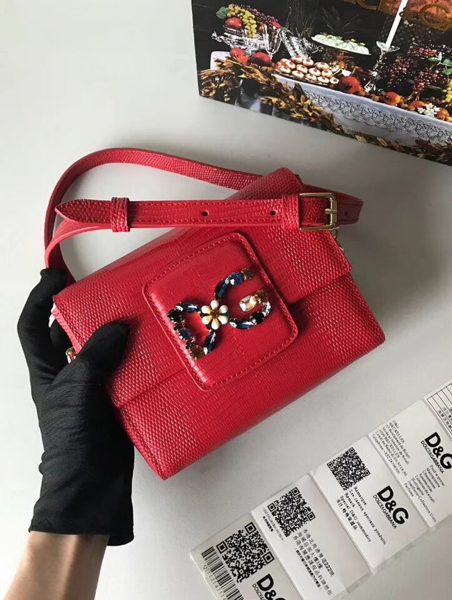 Dolce & Gabbana Calfskin Leather shoulder bag 5568 red