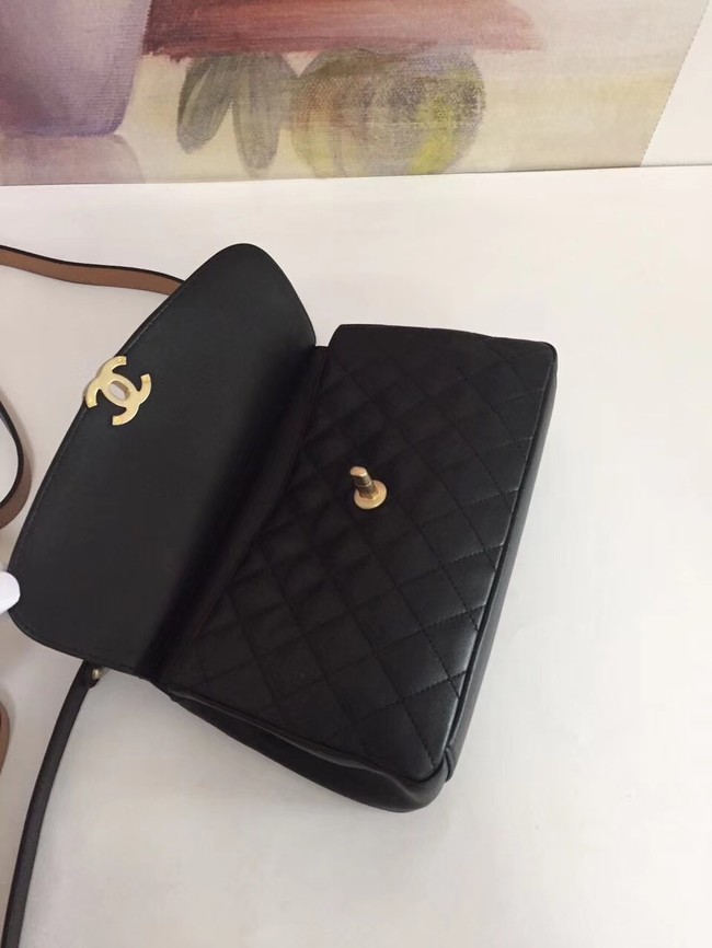 Chanel Calfskin & gold-Tone Metal S0667 black