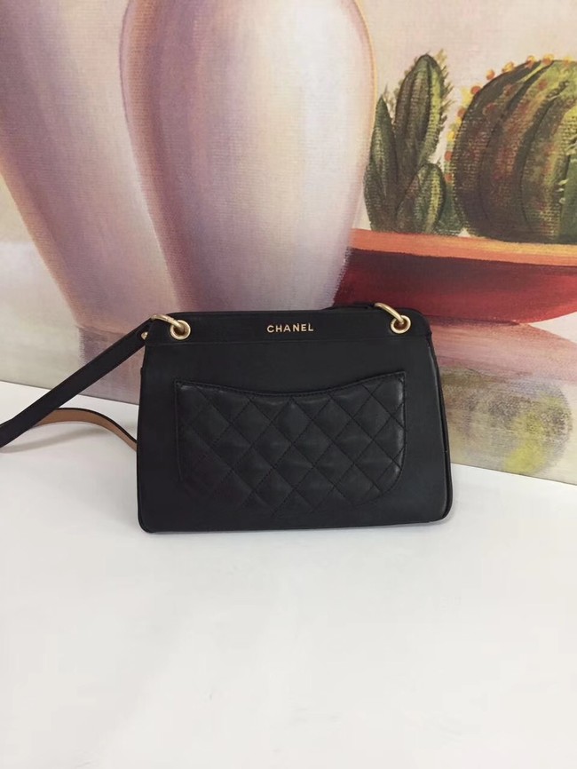 Chanel Calfskin & gold-Tone Metal S0667 black