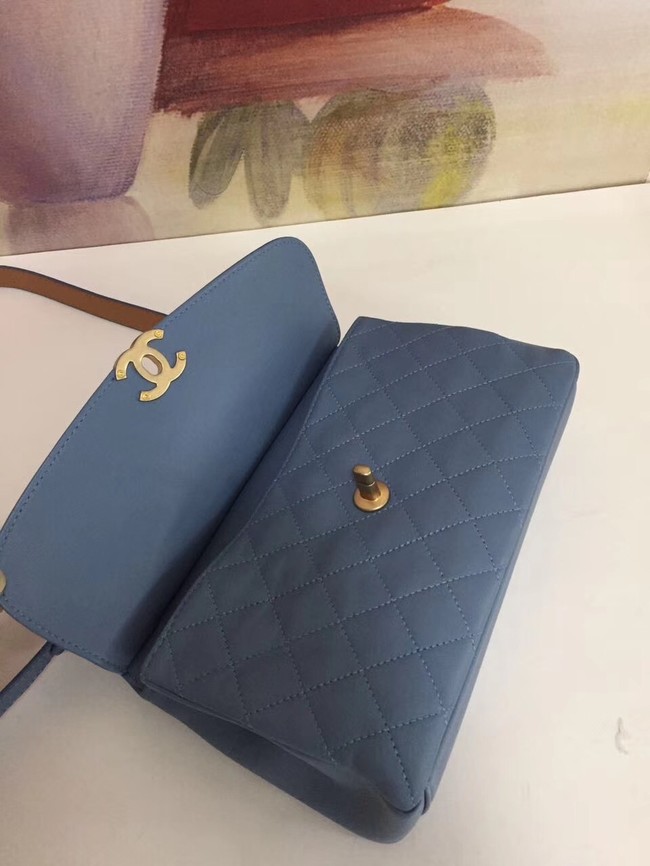 Chanel Calfskin & gold-Tone Metal S0667 blue