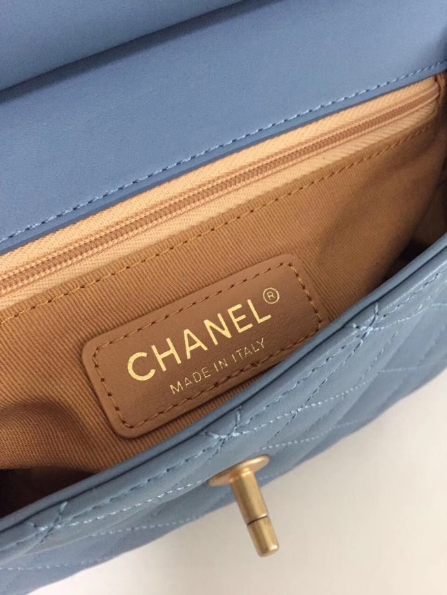 Chanel Calfskin & gold-Tone Metal S0667 blue