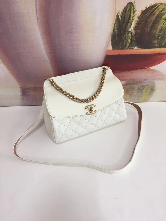 Chanel Calfskin & gold-Tone Metal S0667 white