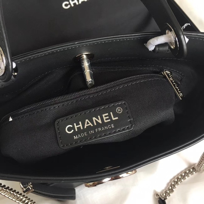 Chanel Calfskin & silver-Tone Metal S0577 black